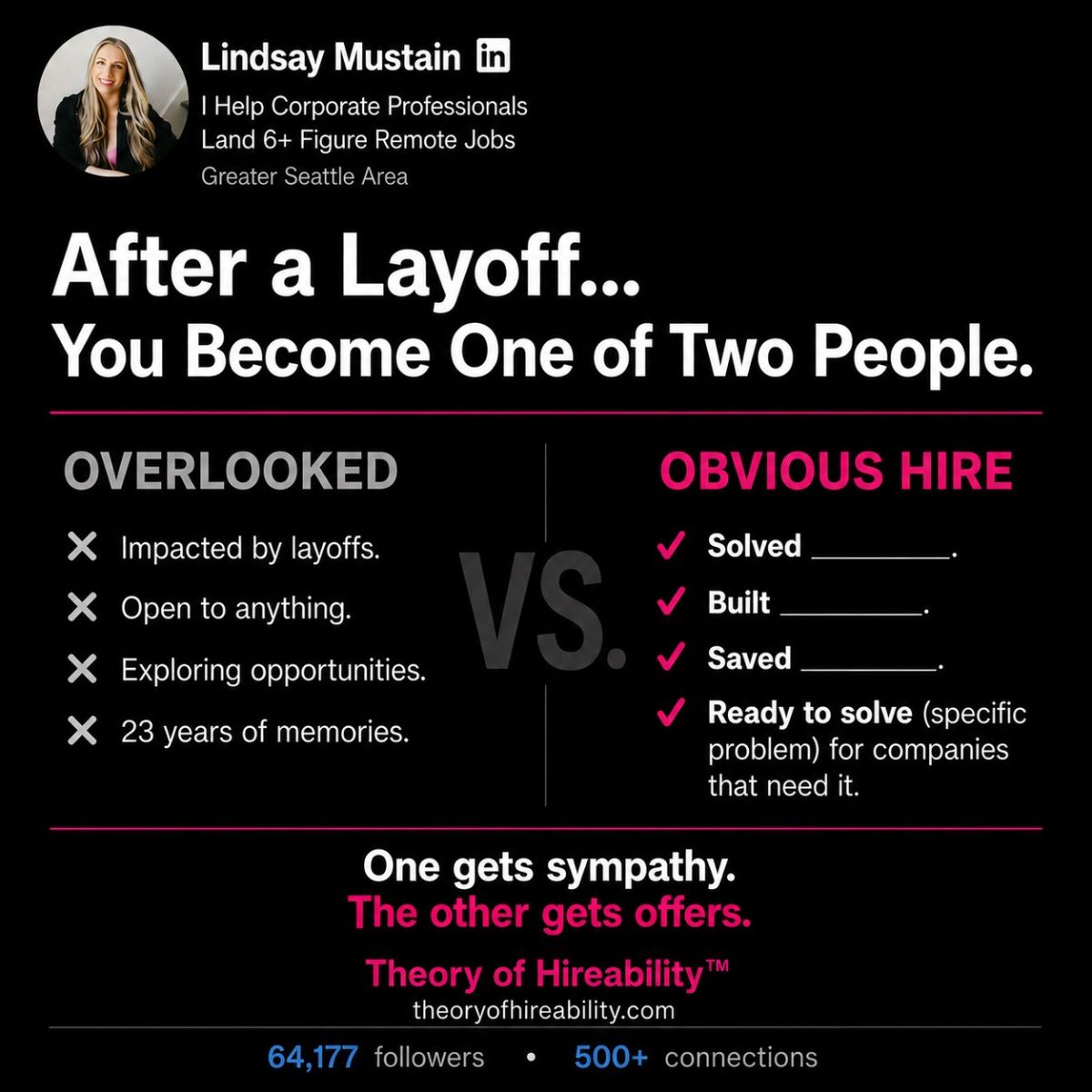 Two Versions of the Layoff Post: Sympathy vs. Offers