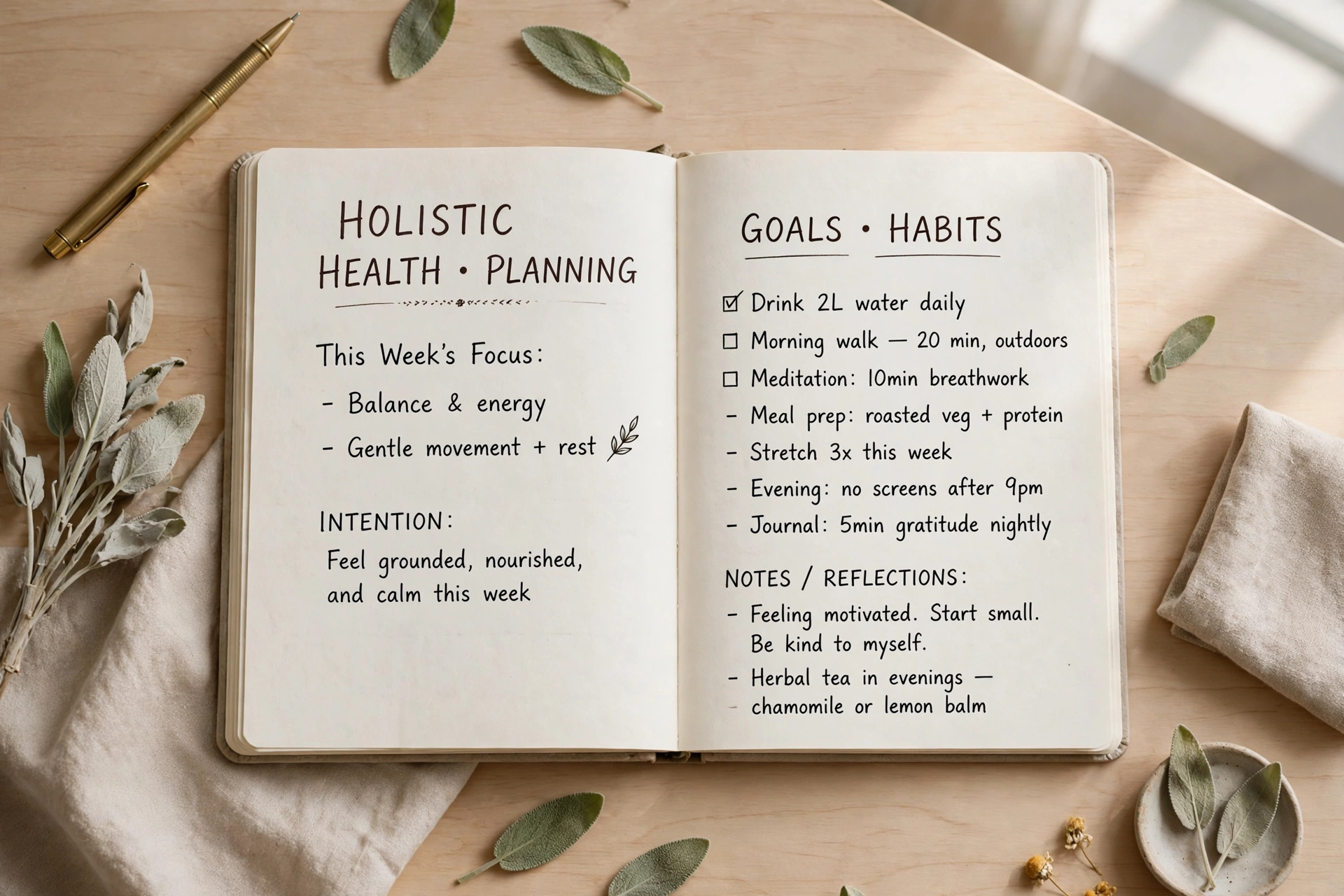 Holistic health coaching journal and planning session in Gurgaon