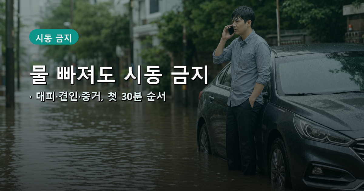 침수차 시동을 걸지 않고 안전한 곳에서 긴급출동 견인을 요청하는 운전자