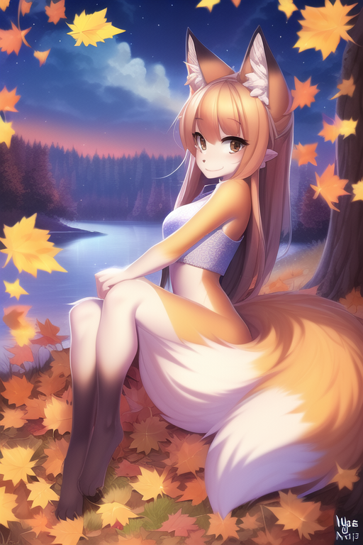 Kitsune girl in a forest