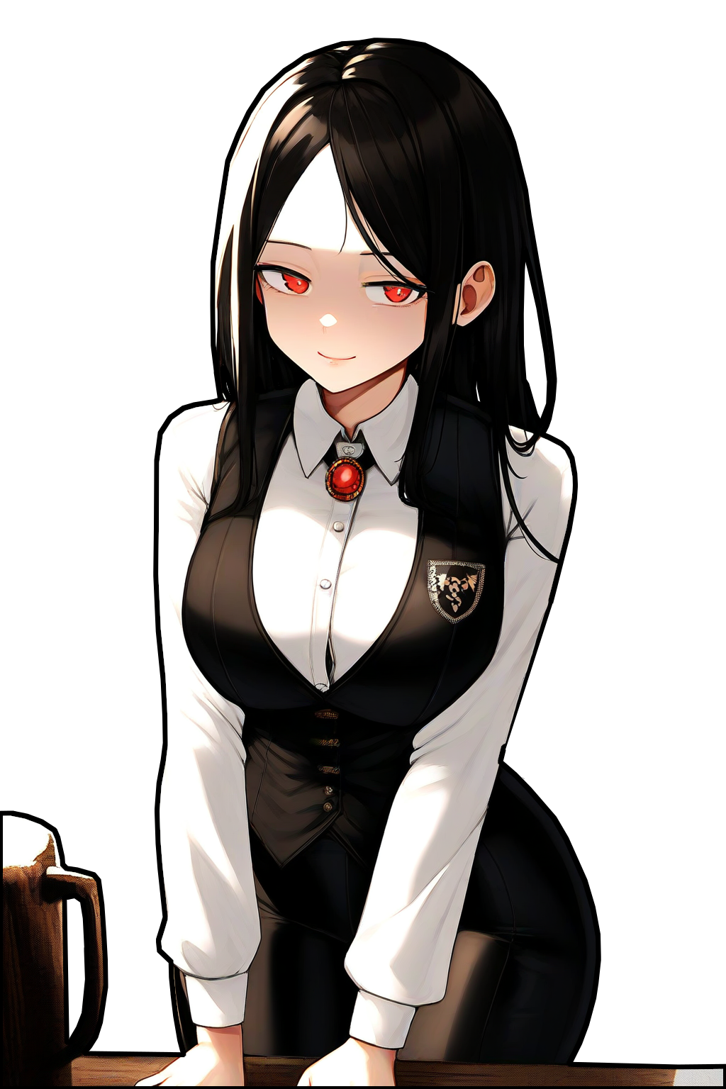 Marike details:friendly, bartender, dark temple guild member. Dagger strapped to her leg and highly competent fighter