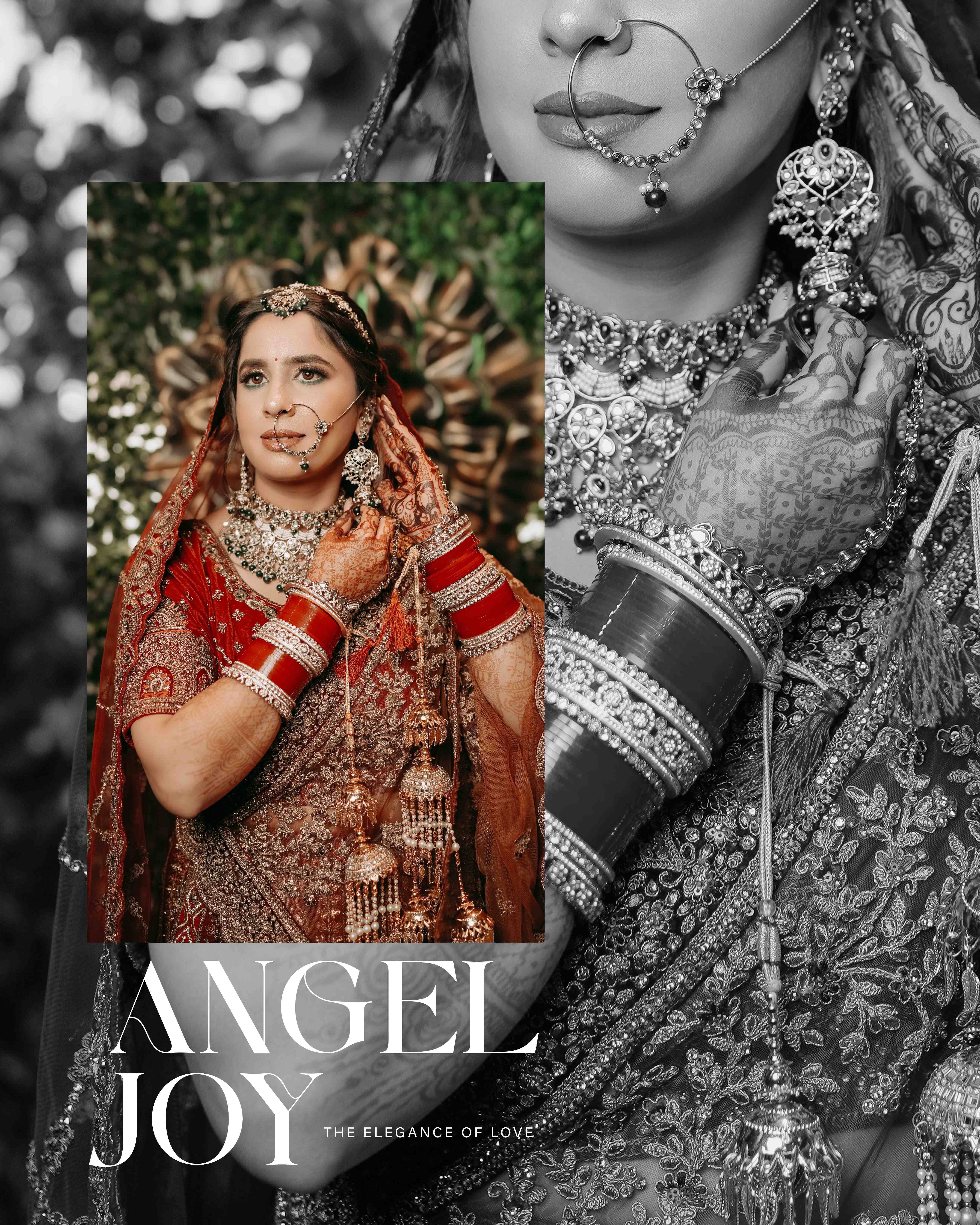 Bride — Indian bride in red lehenga posing for a traditional bridal portrait at Helloweddingfilms studio, Best Wedding Photography in Ludhiana