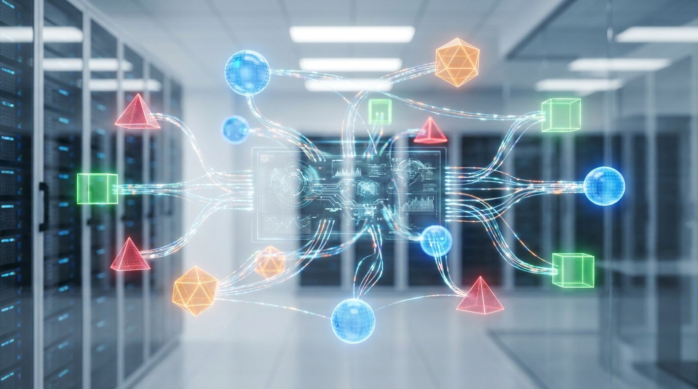 A visual representation of a multi-agent AI system, with different GPT-6 models collaborating on a complex task.