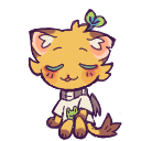 drawing of my fursona lemon, a little yellow cat, sitting in the corner