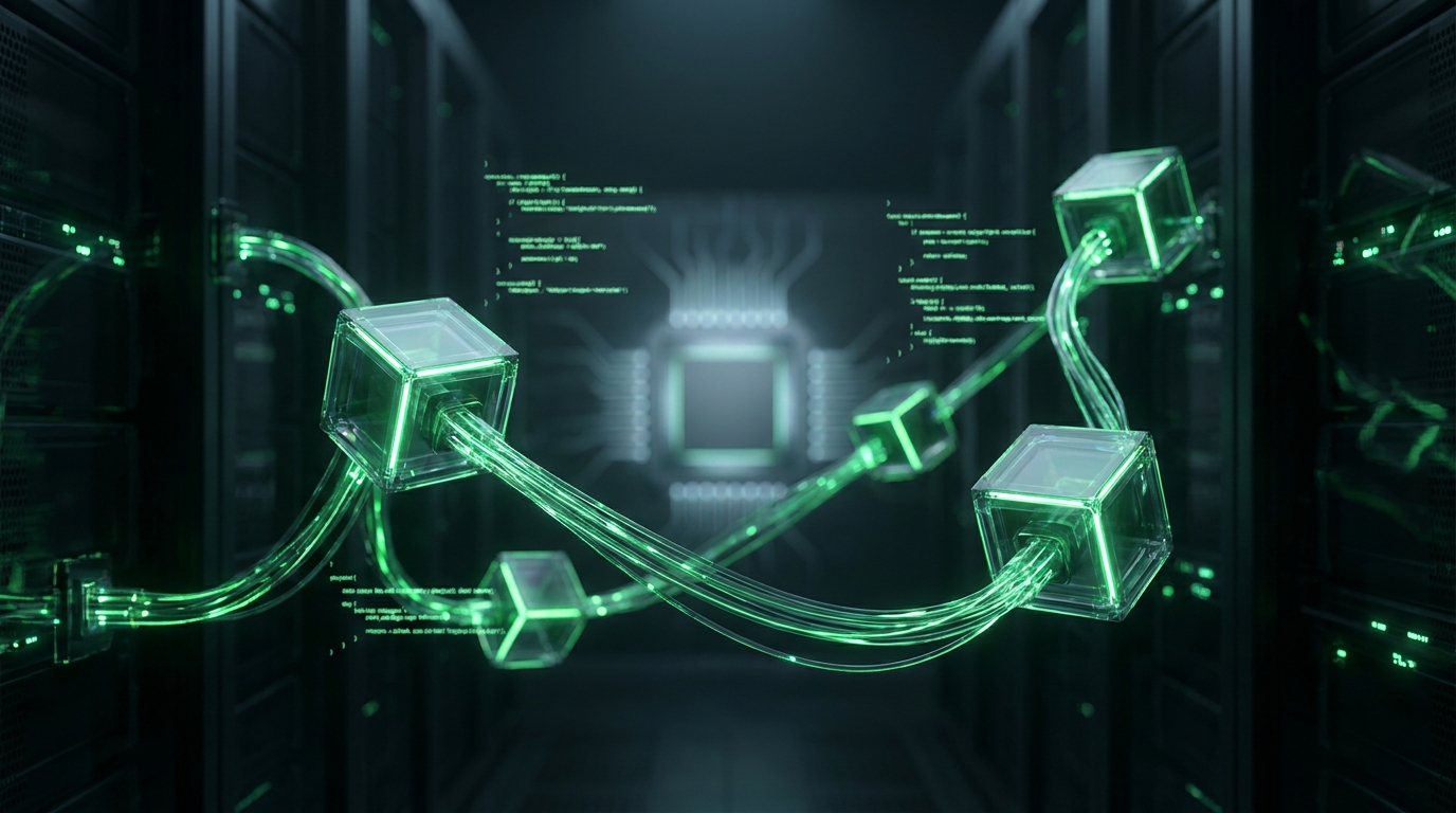 Interconnected AI agents processing data efficiently, showcasing the speed and power of Gemini 3.6 Flash models.