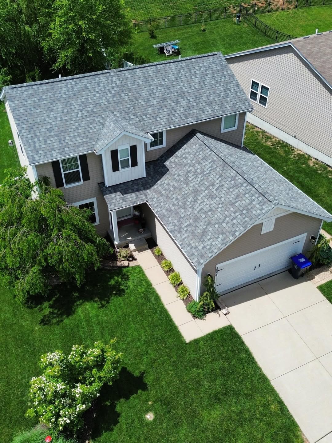 Aerial view of residential shingle roof