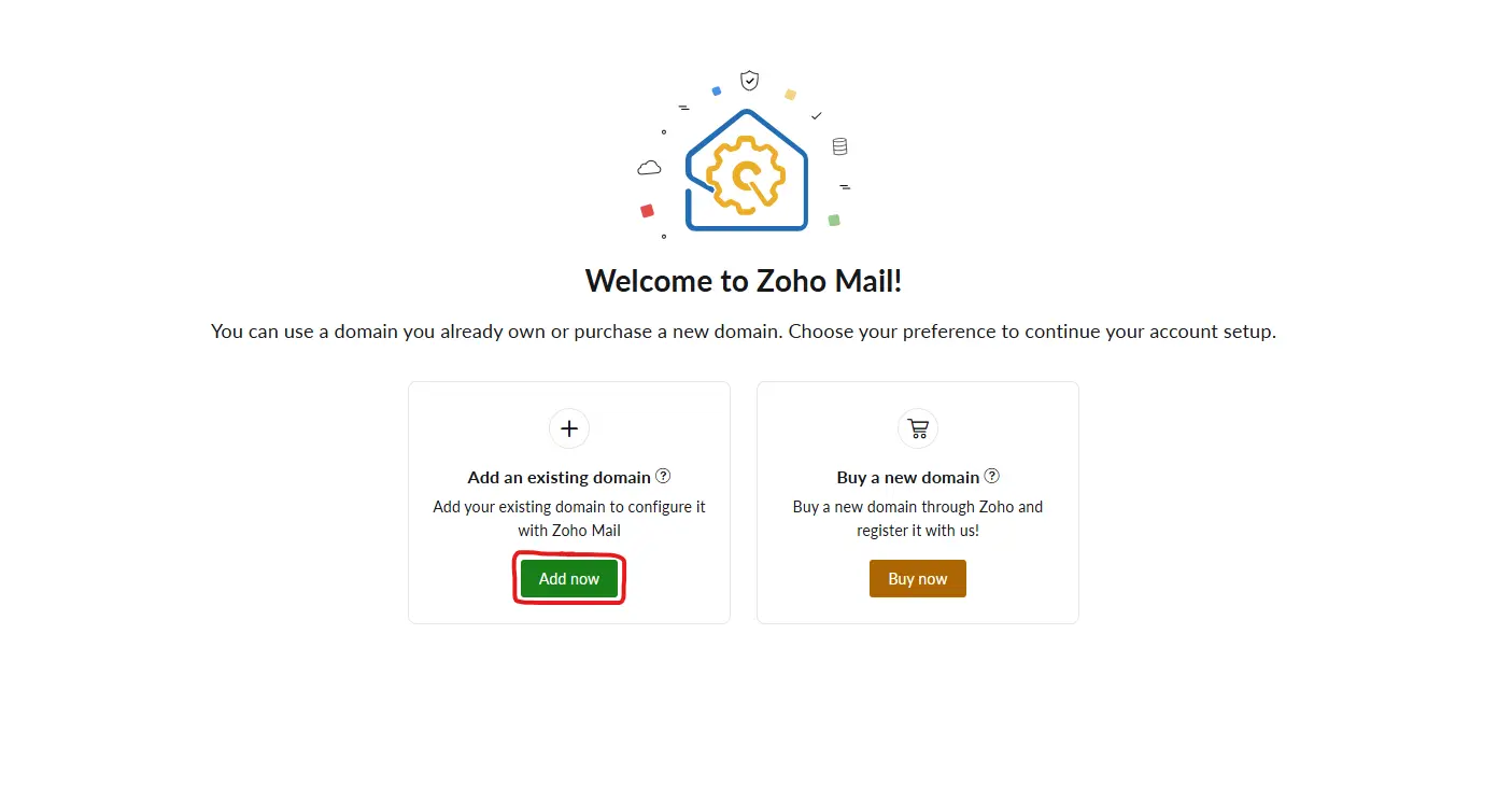Menambahkan domain ke Zoho
