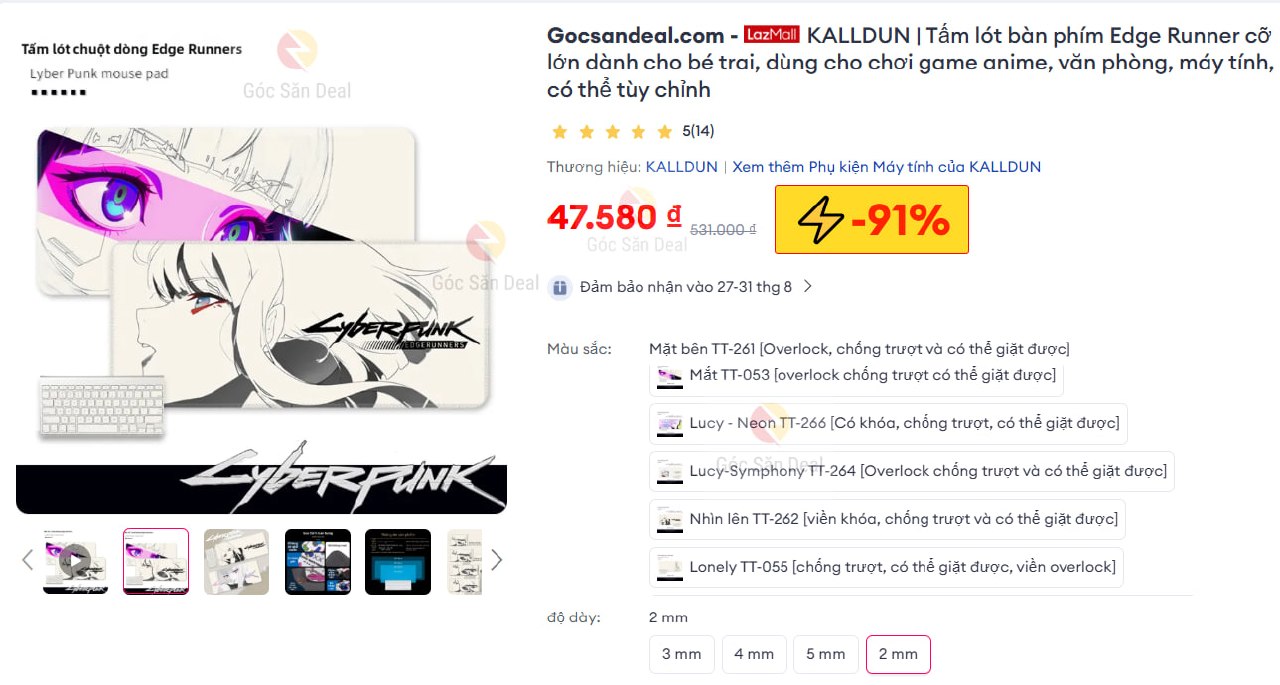 KALLDUN | Tấm lót bàn phím Edge Runner cỡ lớn dành cho bé trai, dùng cho chơi game anime, văn phòng, máy tính, có thể tùy chỉnh