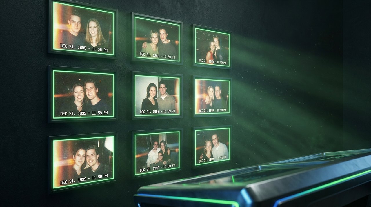 A grid of AI-aged photos styled like a vintage disposable camera roll