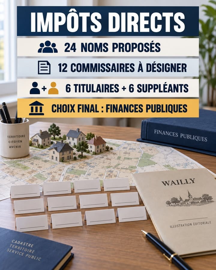 Bureaux avec maquettes de maisons, cartes, étiquettes vides, carnet Wailly, livre finances publiques, stylo et pot à stylos.