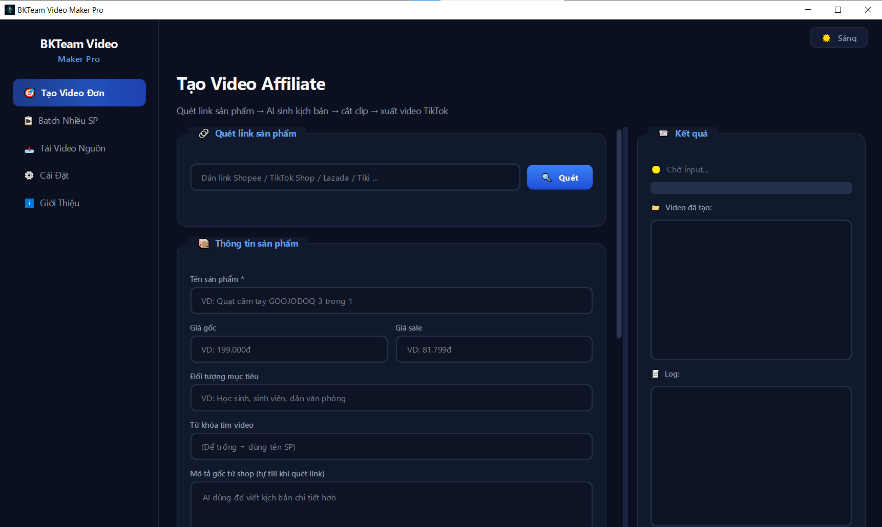TOOL TẠO VIDEO AFFILIATE HÀNG LOẠT BKTEAM 