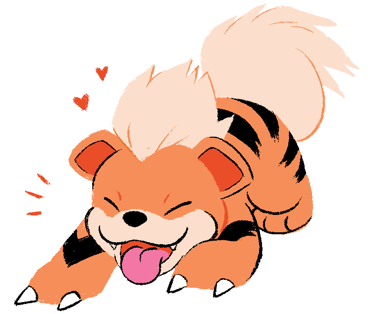Artwork of Growlithe being happy and playful | ac: gotchibam
