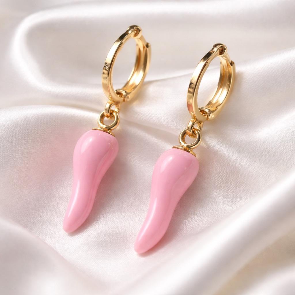 S. Steel Pink Pepper Hoops