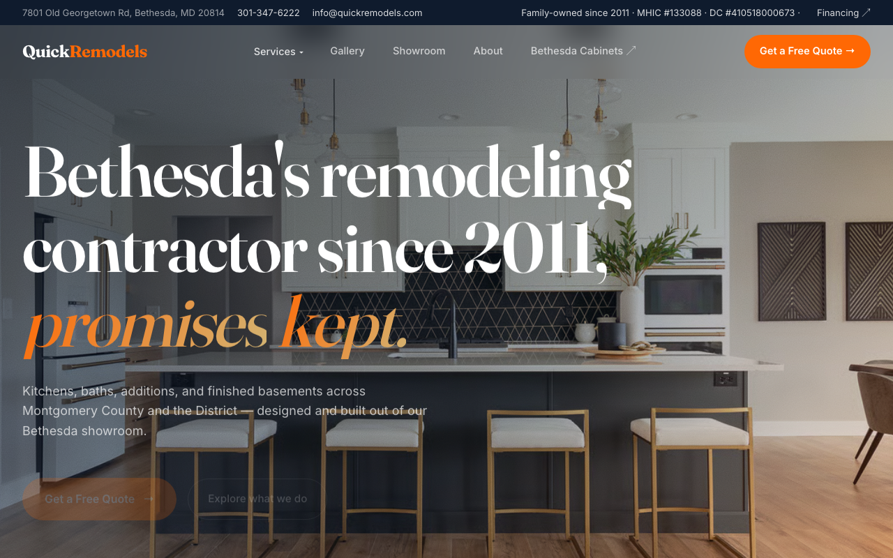 Quick Remodels Bethesda homepage