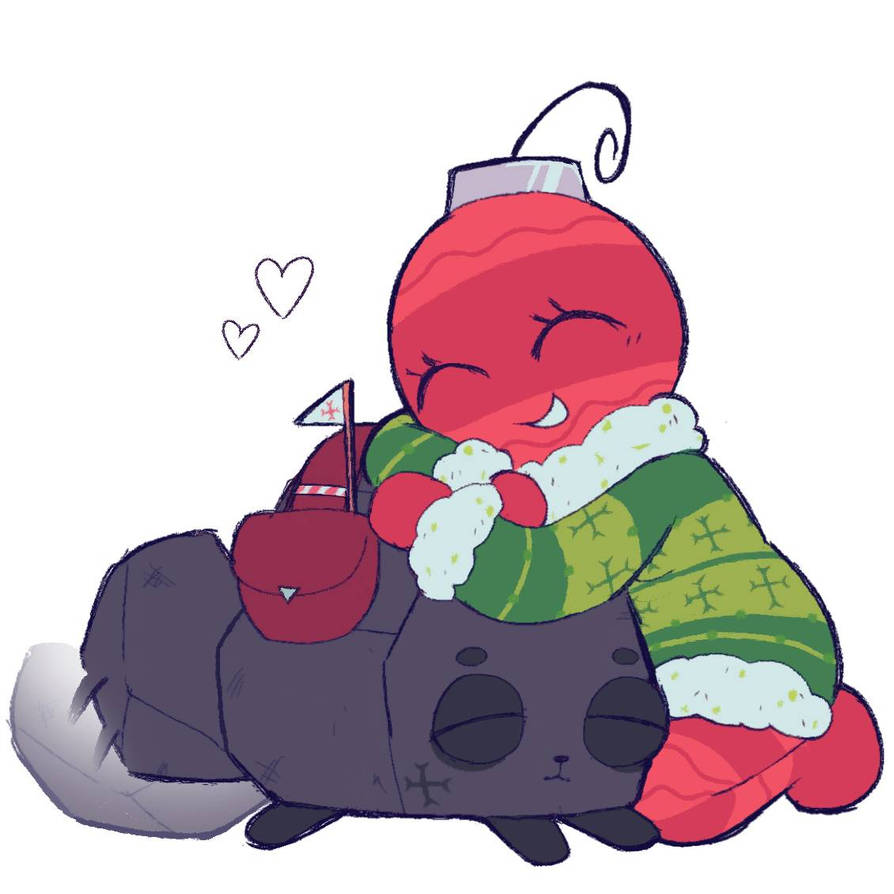 Fanart of Bobette hugging her pet rock affectionately, Coal; ac kiwous on deviantart