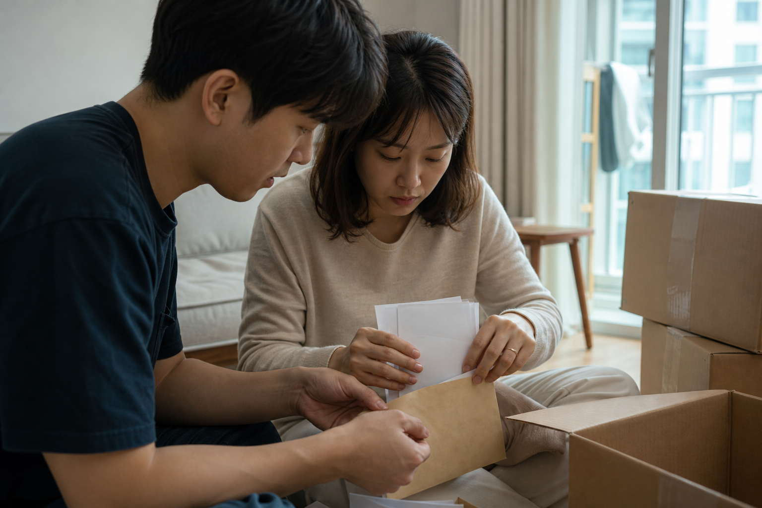 특별중도해지 인정사유 증빙서류를 준비하는 장면