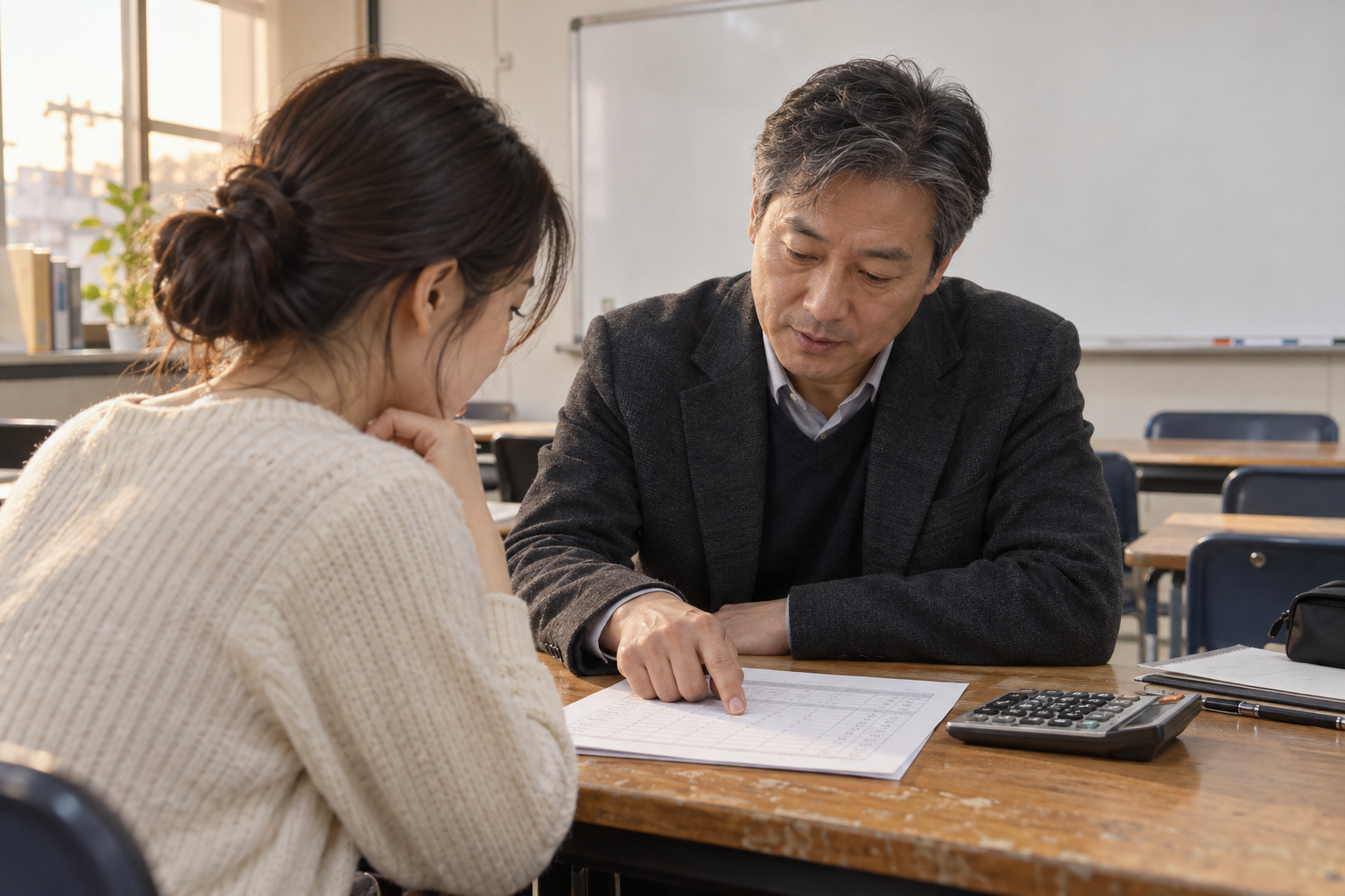 출석일수와 지급액 계산을 준비하는 설명용 학습공간 정물