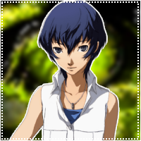 an icon with an abstract green and black background. it includes a sprite of naoto shirogane from persona 4, which has been edited so that his chest appears flat.