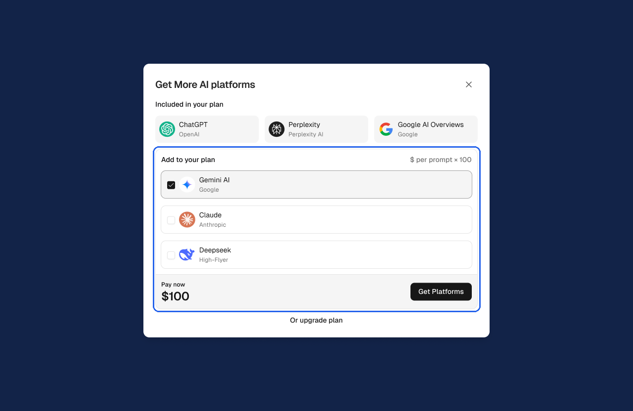 The Get More AI platforms dialog