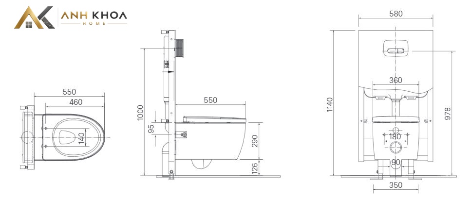 Bản vẽ bồn cầu âm tường Inax AC-952VN
