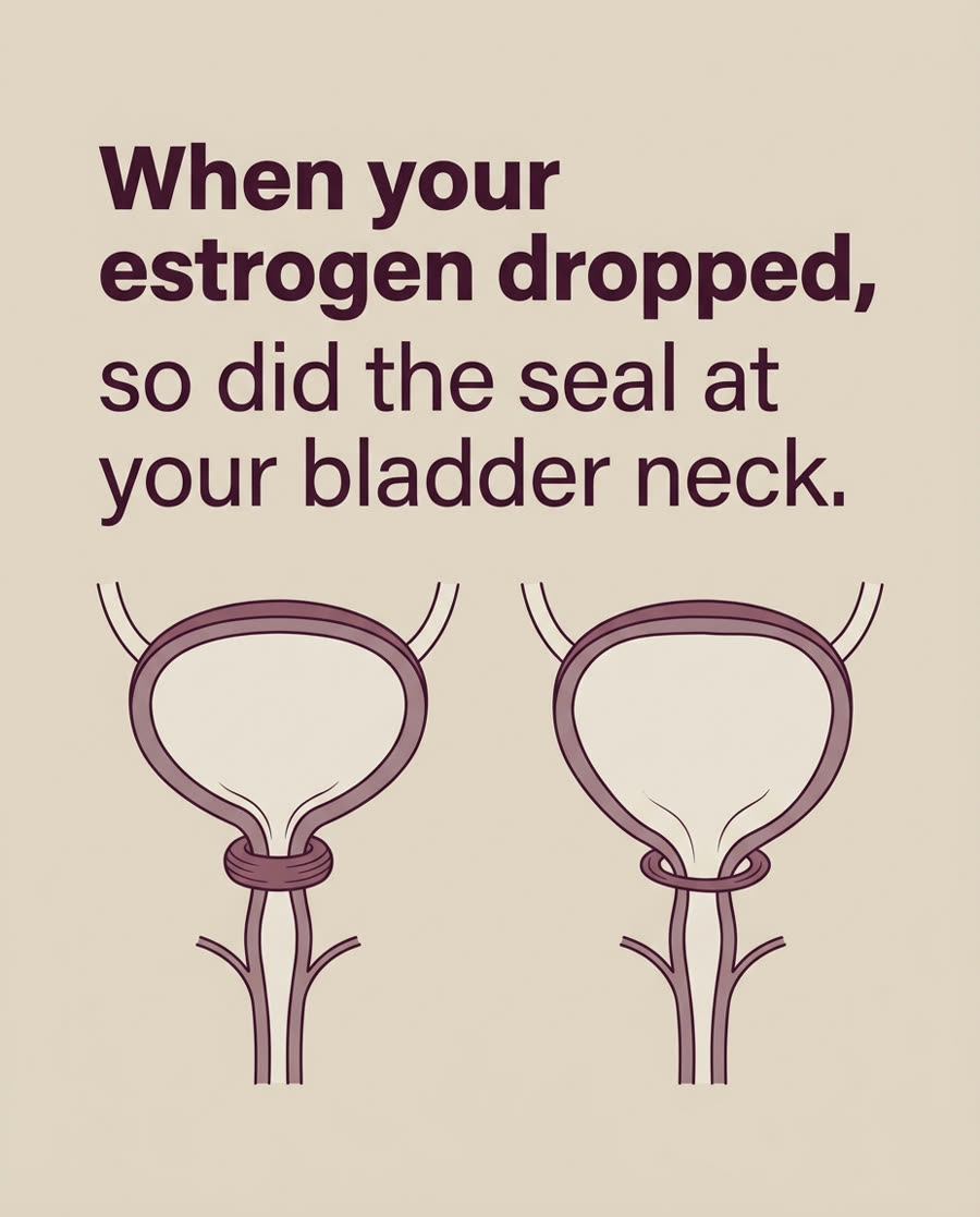 Diagram of the collagen seal at the bladder neck, firm versus faded