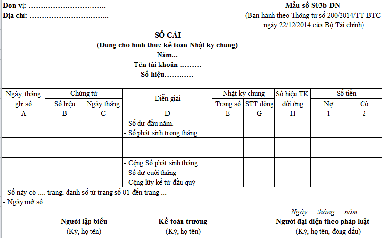 Hướng dẫn ghi sổ cái theo hình thức nhật ký chung