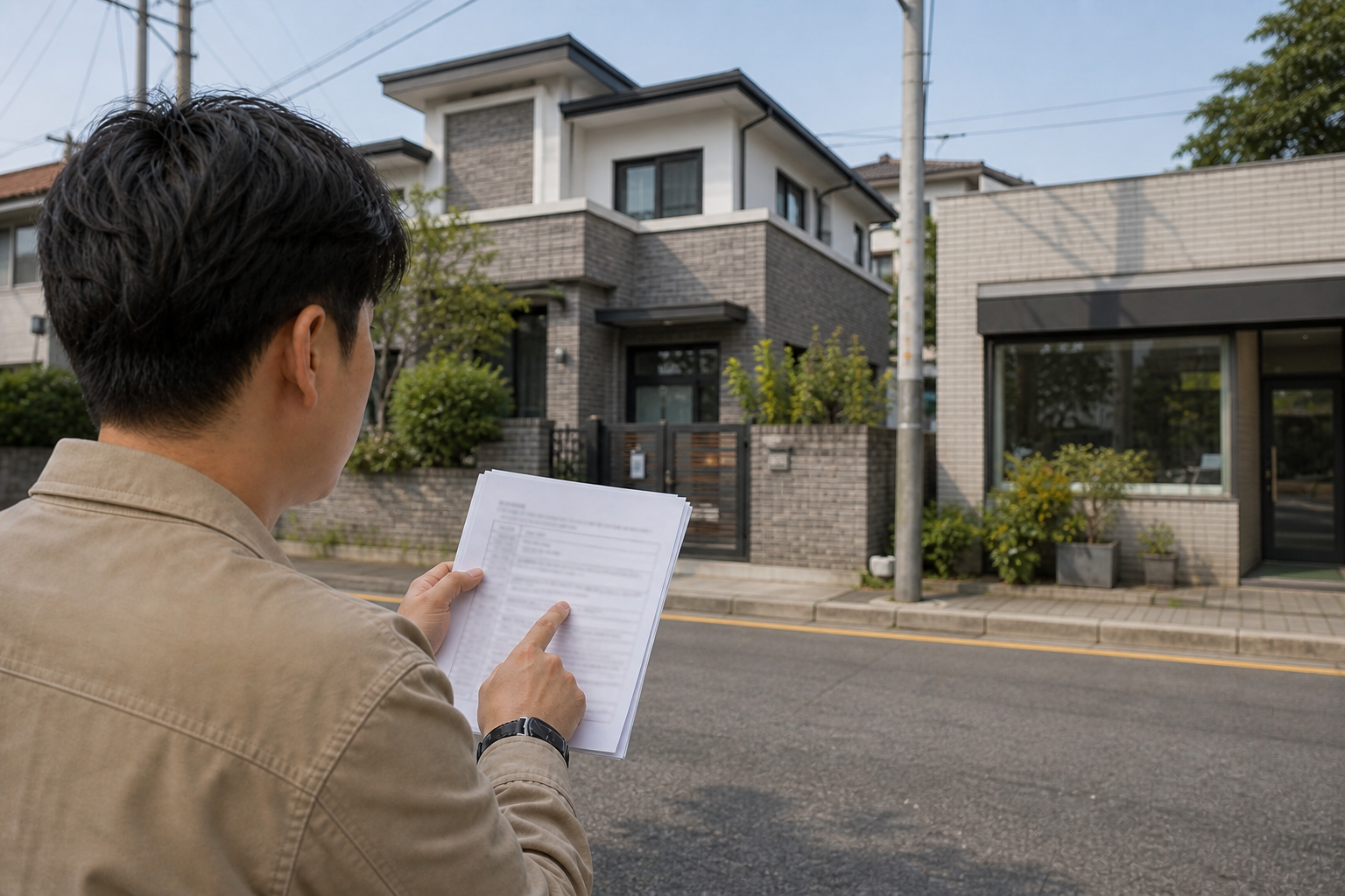 단독주택과 단독 상가의 주소 서류를 확인하는 장면
