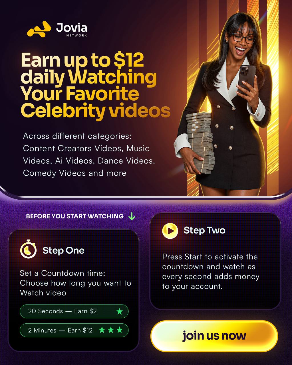 Watch celebrity videos and earn