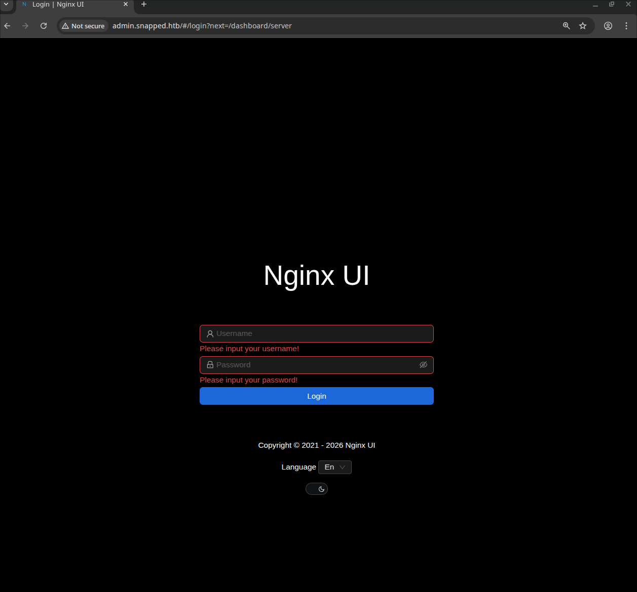 Nginx UI admin dashboard