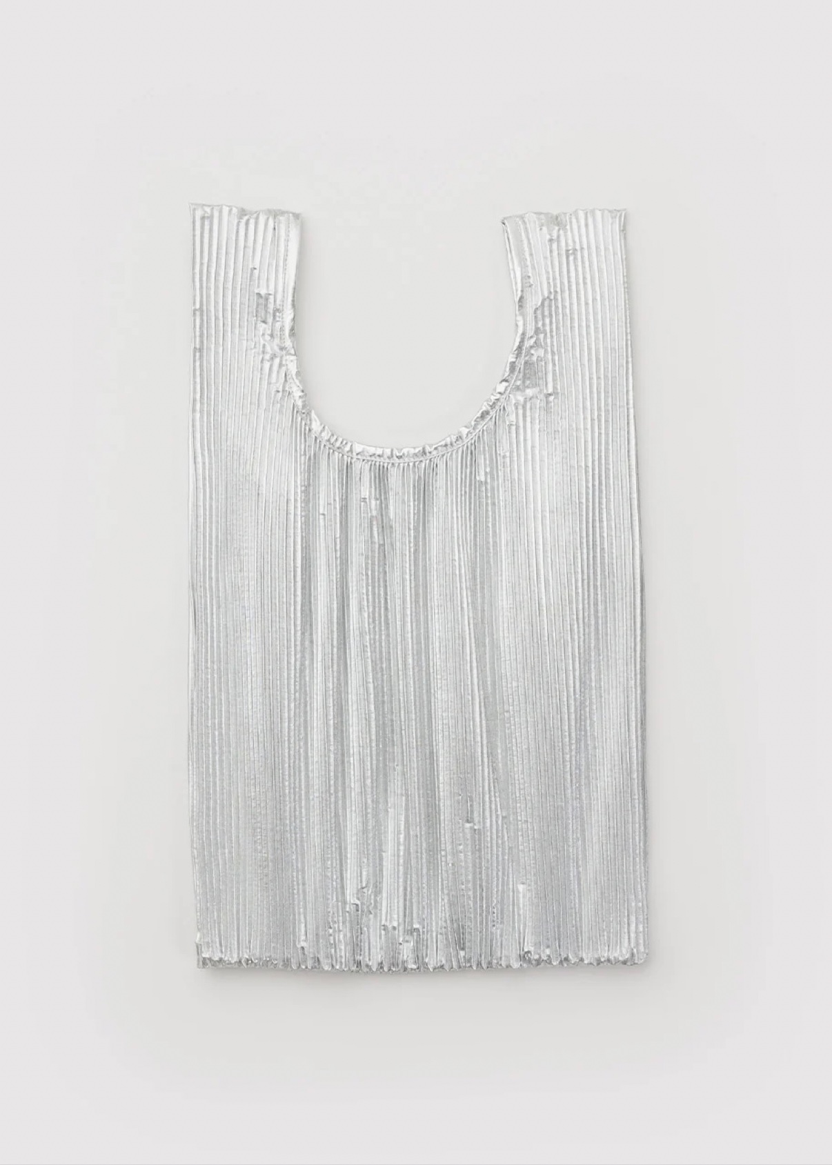 Tote Baggu plissé argenté Chrome Metallic