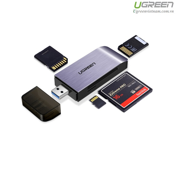 Đầu đọc thẻ USB 3.0 hỗ trợ SD/TF/CF/MS chính hãng Ugreen 50541 cao cấp