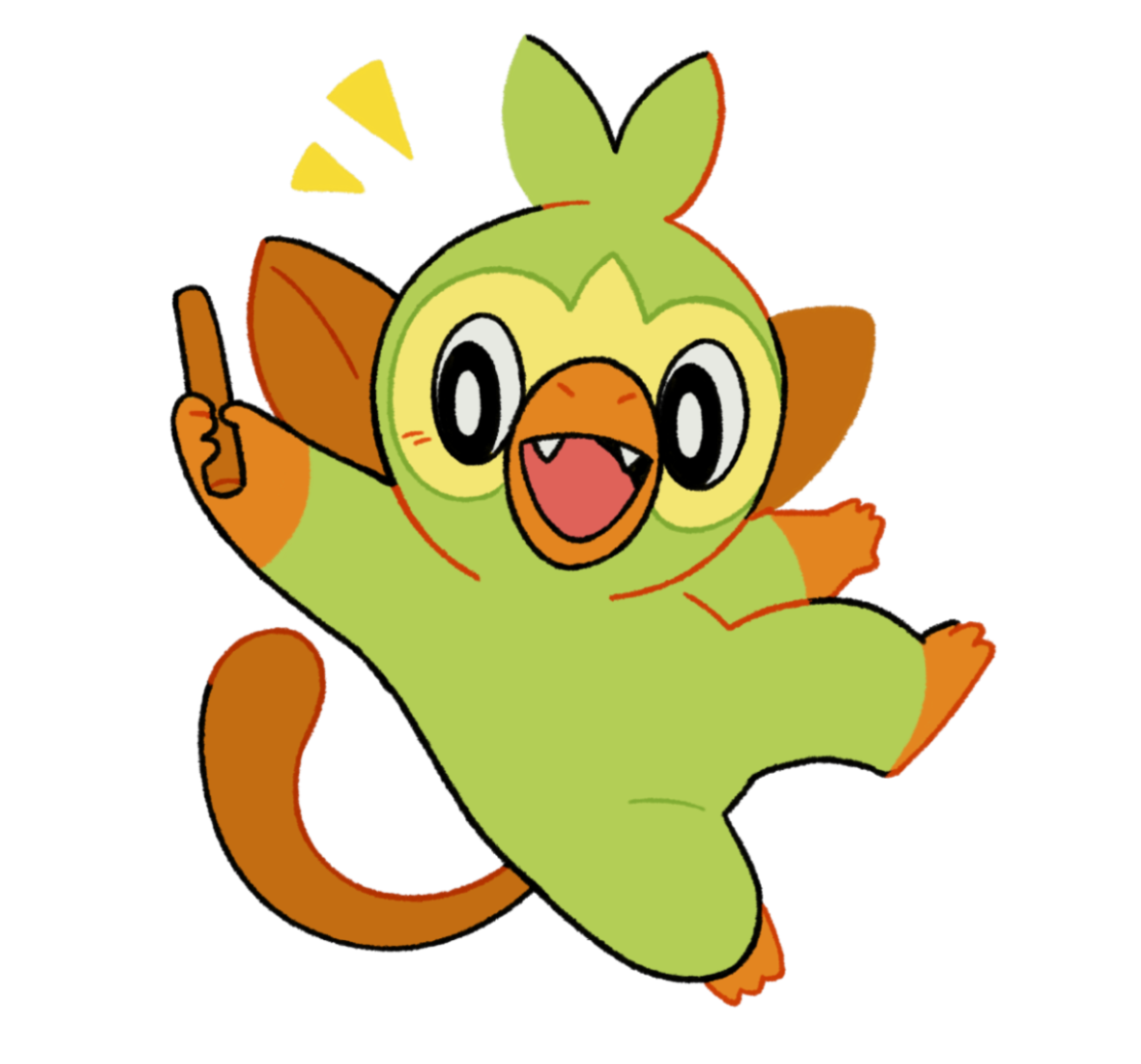 Fanart of Grookey, who is holding its twig branch | ac aycief 