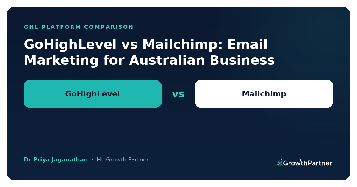 GoHighLevel vs Mailchimp: Email Marketing for Australian Business (2026) — HL Growth Partner, Dr Priya Jaganathan