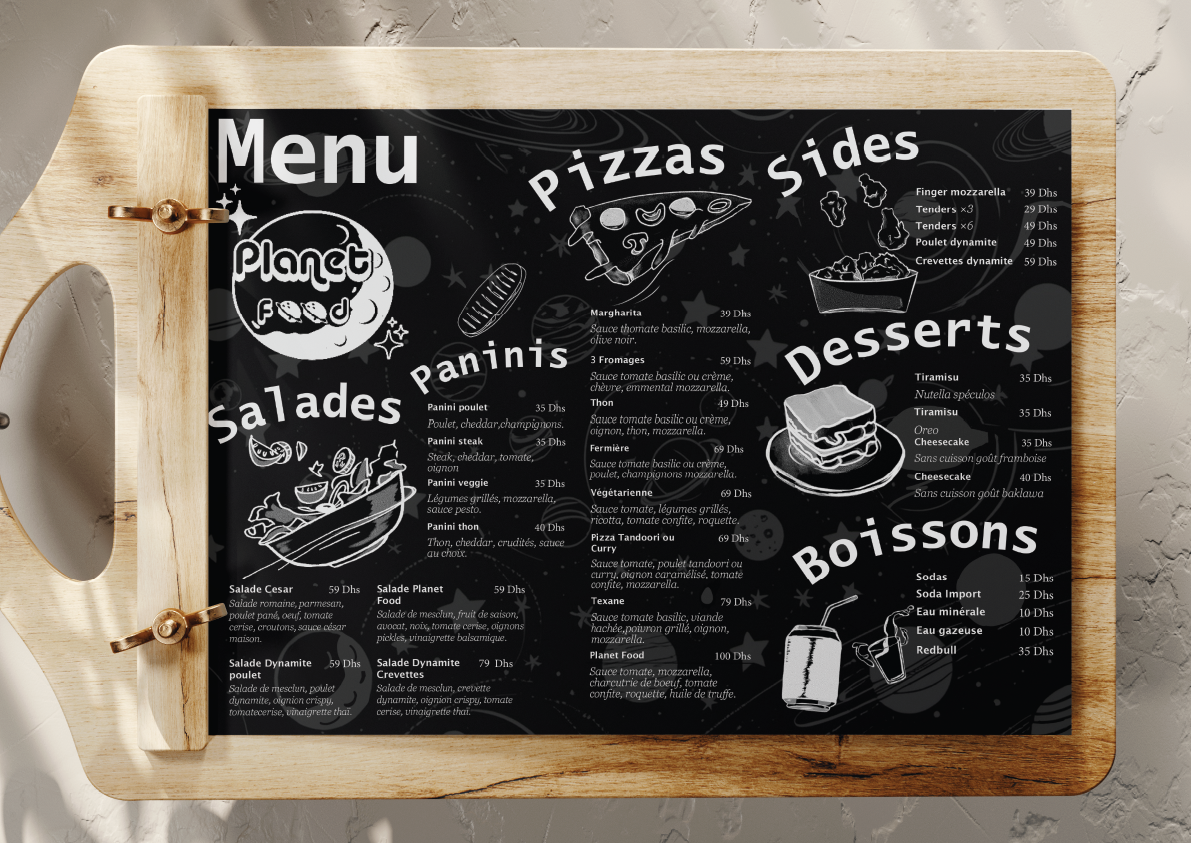 Planet Food menu design