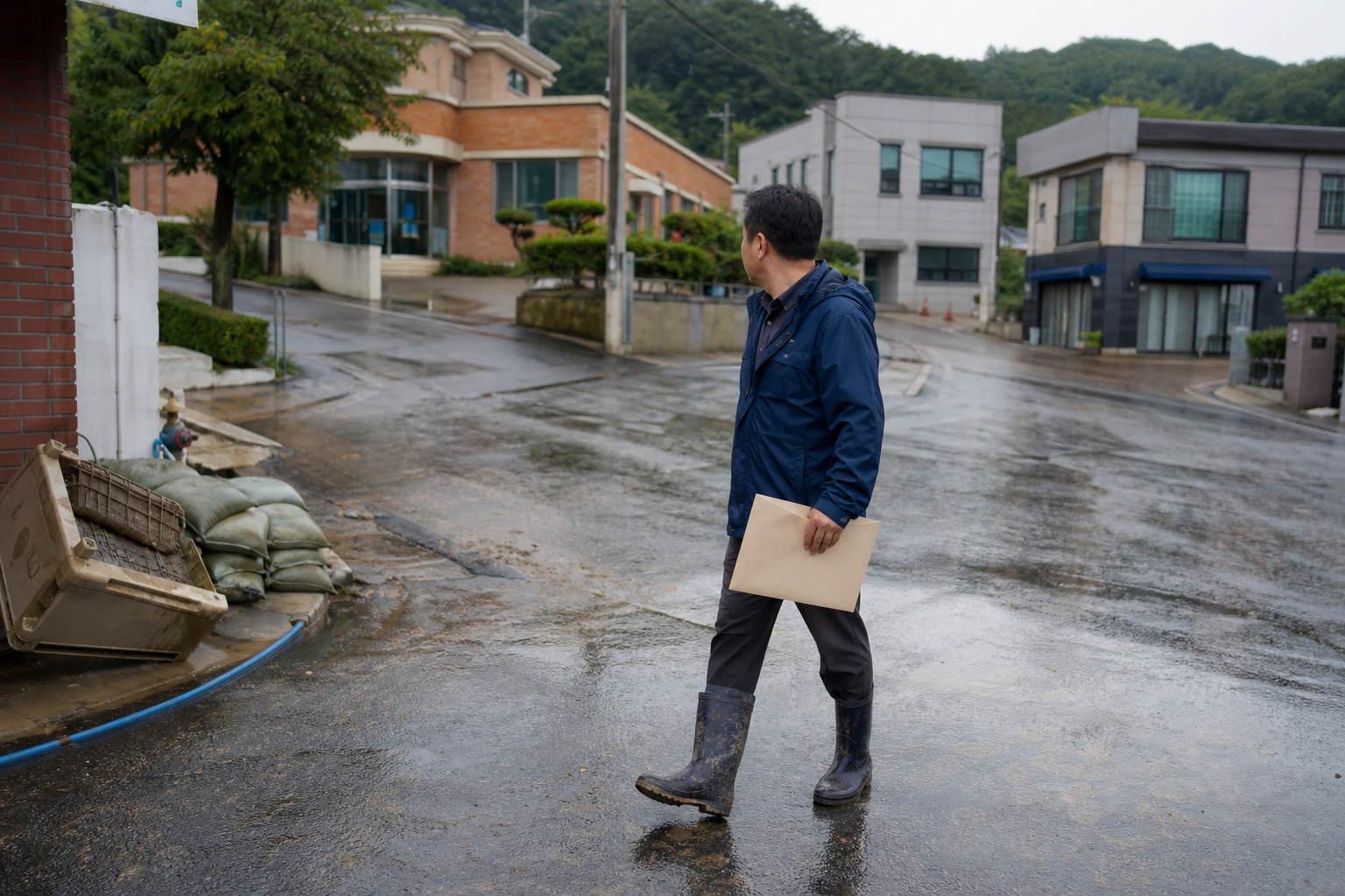 피해사실확인서 발급 후 세금 보험료 대출 지원기관을 각각 확인하는 침수 피해자