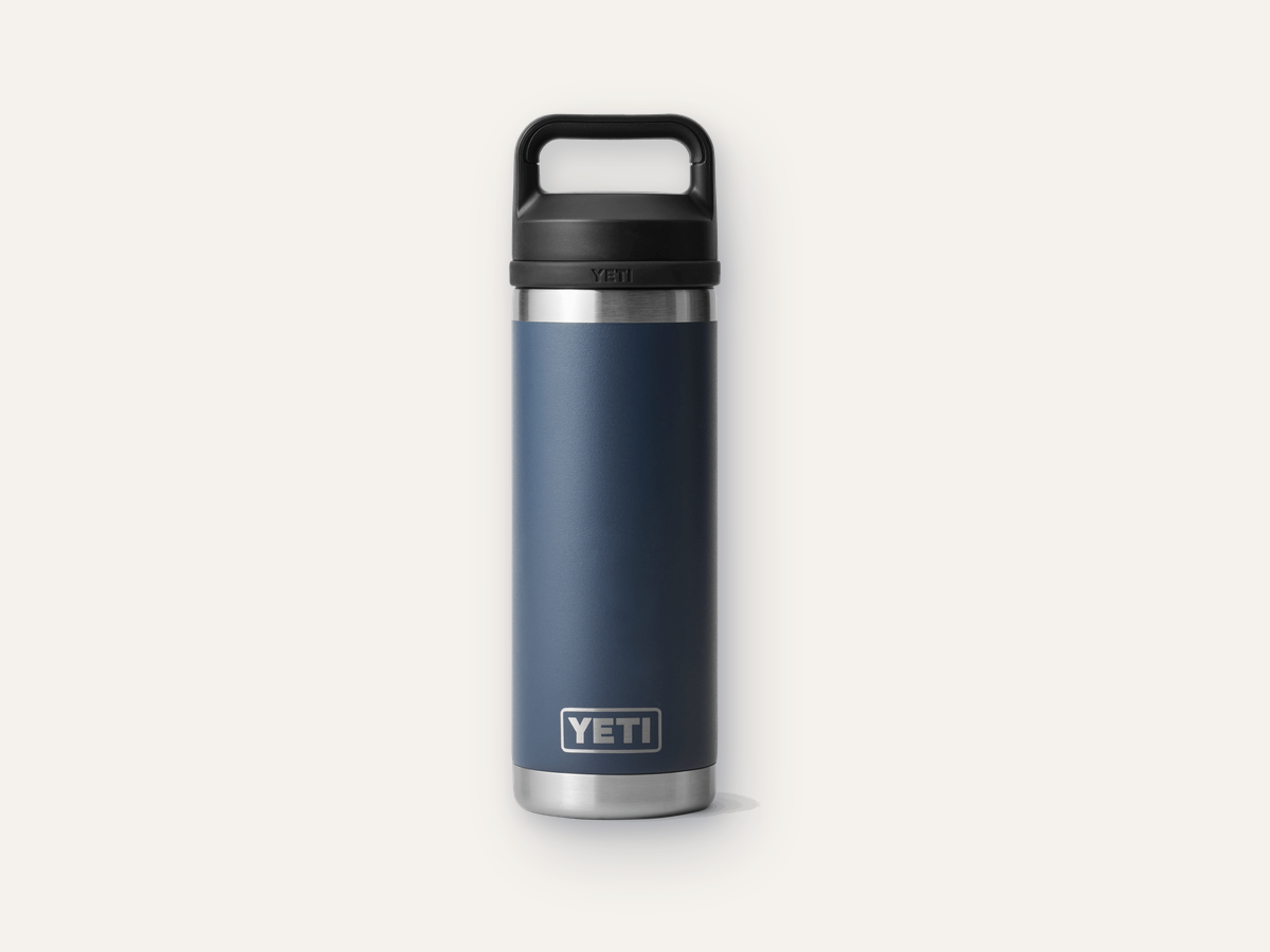 YETI Rambler 18 oz Bottle with Chug Cap product image on warm off-white background