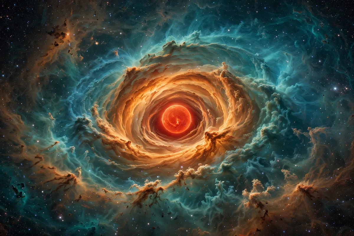 Dying carbon-rich star shedding glowing gas shells