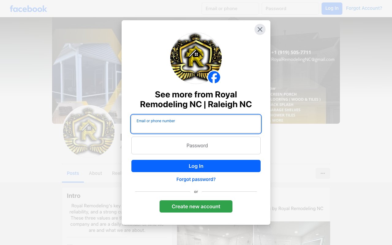 Royal Remodeling NC homepage