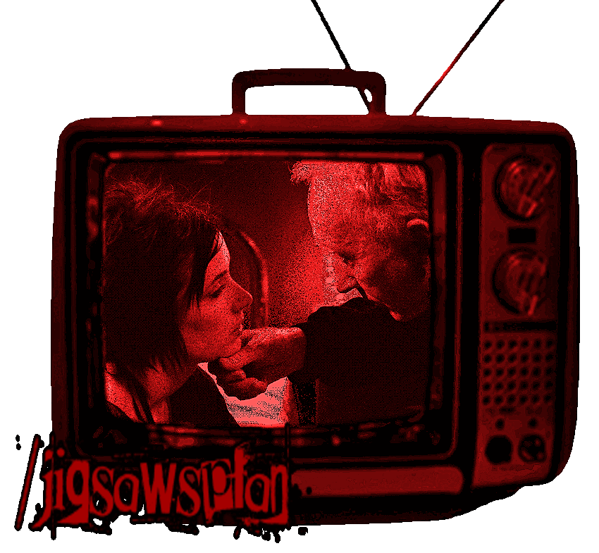 tv with a gif of amanda young being comforted by john kramer