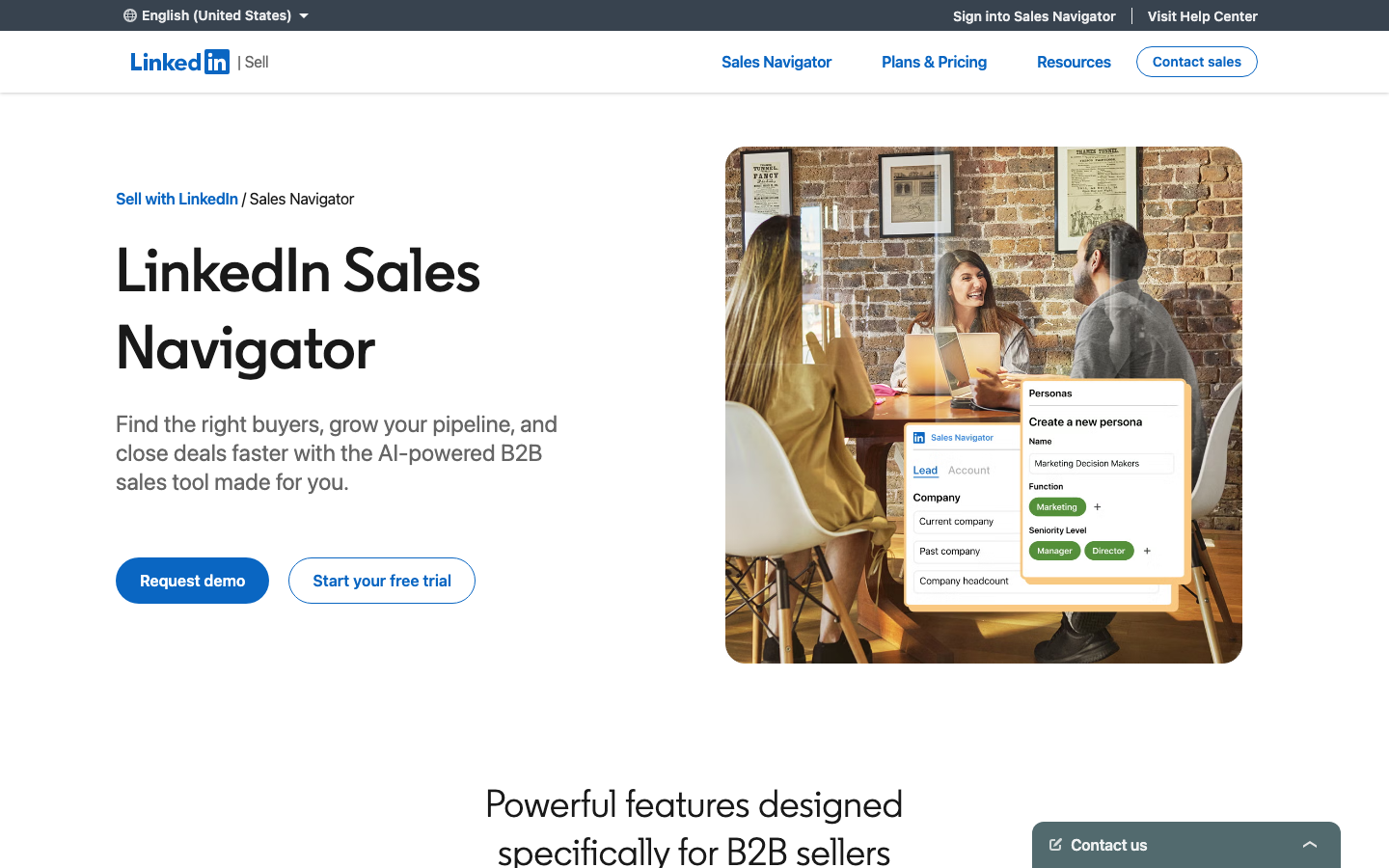 LinkedIn Sales Navigator homepage