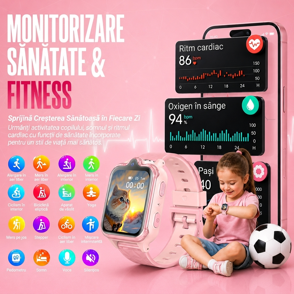 Ceas smartwatch Wingereich copii roz
