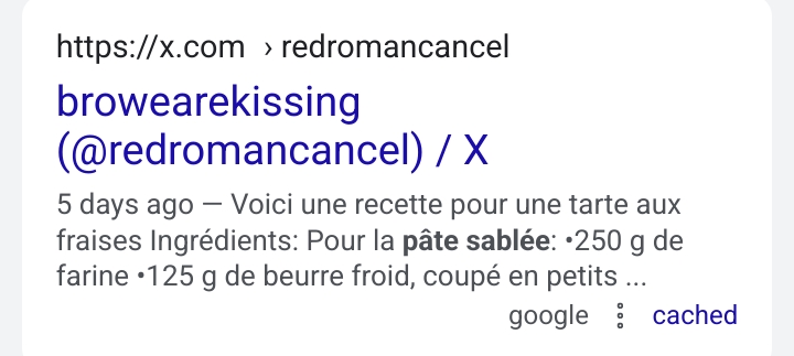 Capture d&#39;écran montrant partie du tweet depuis la page de recherche.