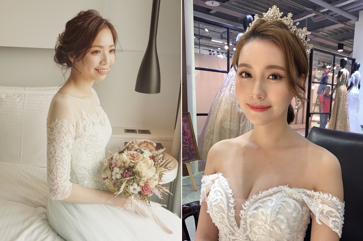 Alice 新娘秘書作品,自然盤髮與皇冠白紗造型