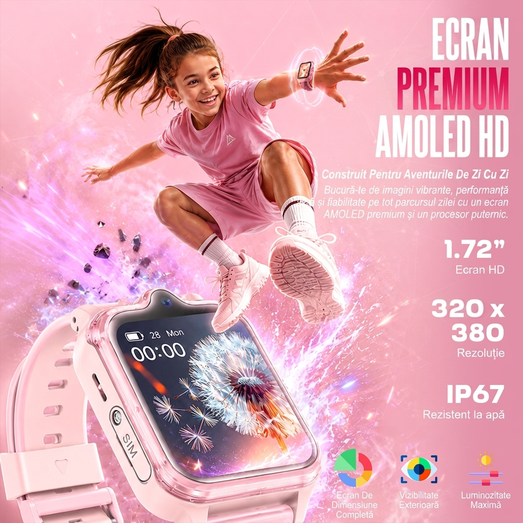 Ceas smartwatch Wingereich copii roz