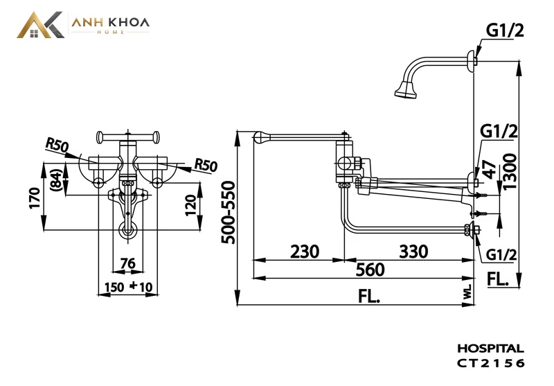 ban ve ky thuat voi lavabo cotto ct2156