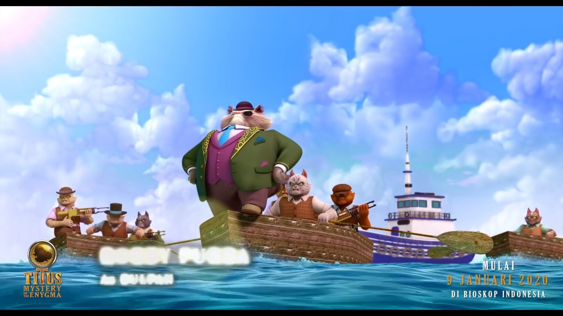 Gambar Bulpan berdiri dengan gagahnya diatas perahu