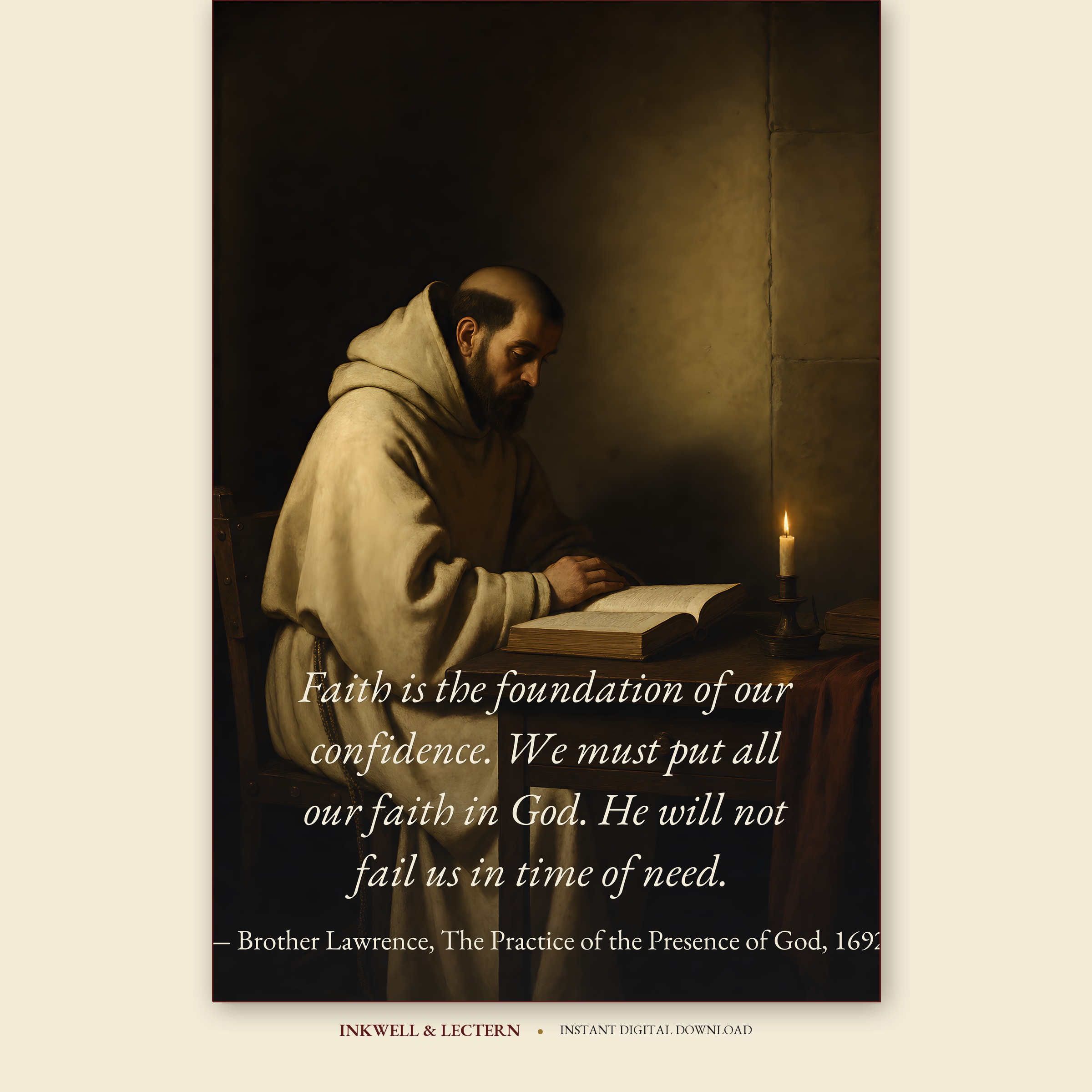 Brother Lawrence on Faith — Christian literary quote print