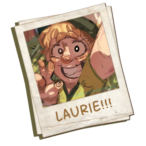 a polaroid graphic of laurie taking a selfie | ac meowmeowcatlol