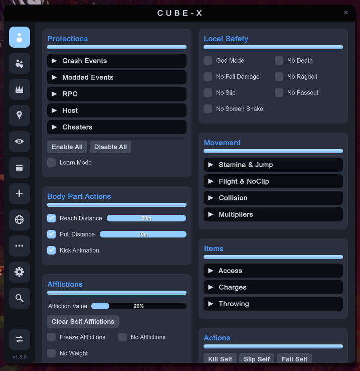 Cube-X Click GUI window interface
