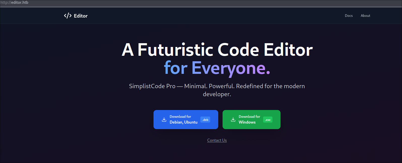 Landing page on port 80